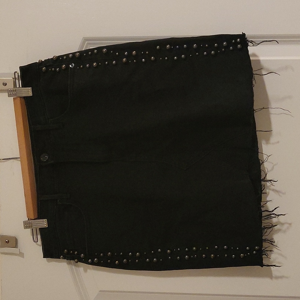 Black Denim Groment Mini Skirt- like new
